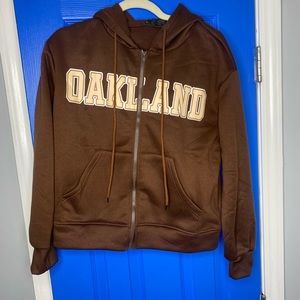 Brown Graphic Zip Up Jacket